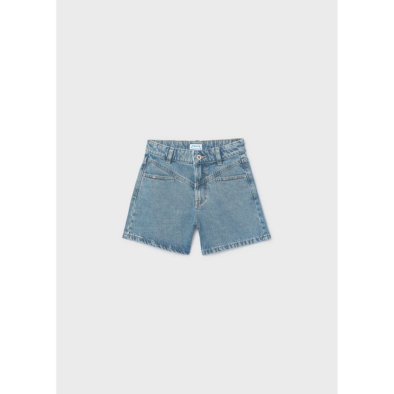 MEDIUM BLUE DENIM SHORT WITH RIVETS / 6202-058