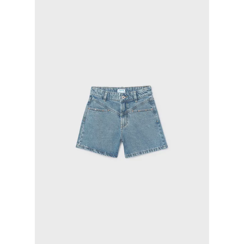 MEDIUM BLUE DENIM SHORT WITH RIVETS / 6202-058