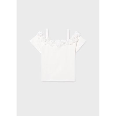 OFF WHITE TSHIRT ROSES APPLIQUE / 6003-095