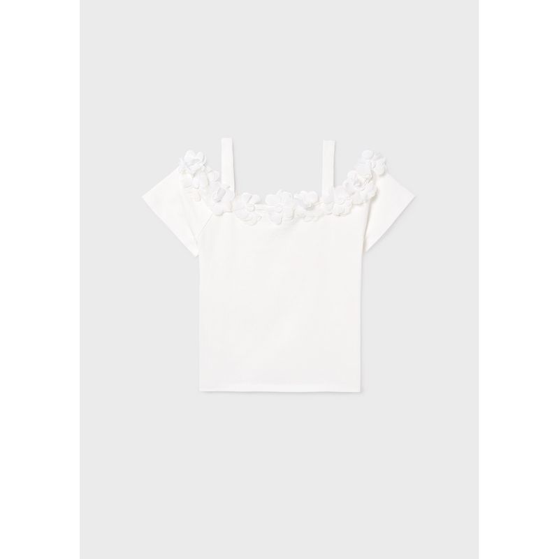 OFF WHITE TSHIRT ROSES APPLIQUE / 6003-095