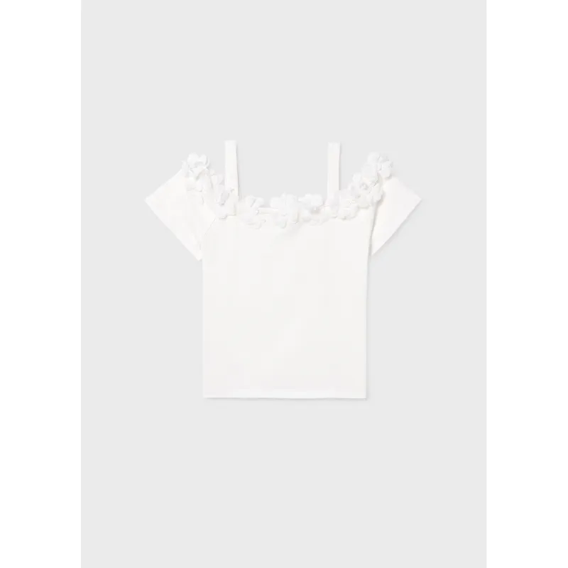 OFF WHITE TSHIRT ROSES APPLIQUE / 6003-095