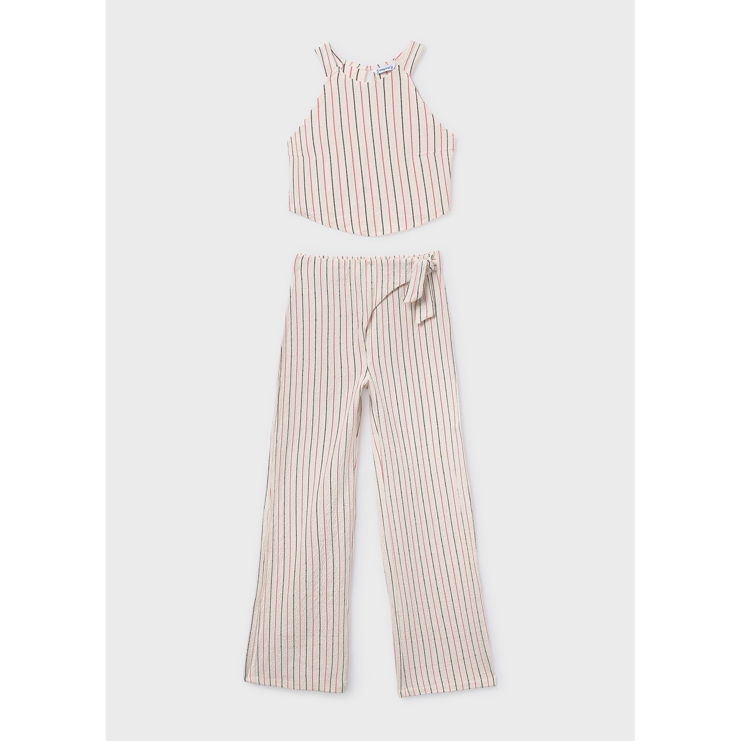 NUDE & CORAL STRIPE PANT SET WIDELEG / 6560-026