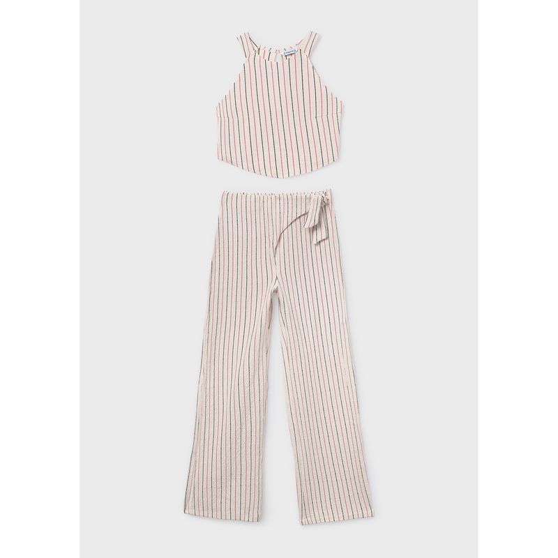 NUDE & CORAL STRIPE PANT SET WIDELEG / 6560-026
