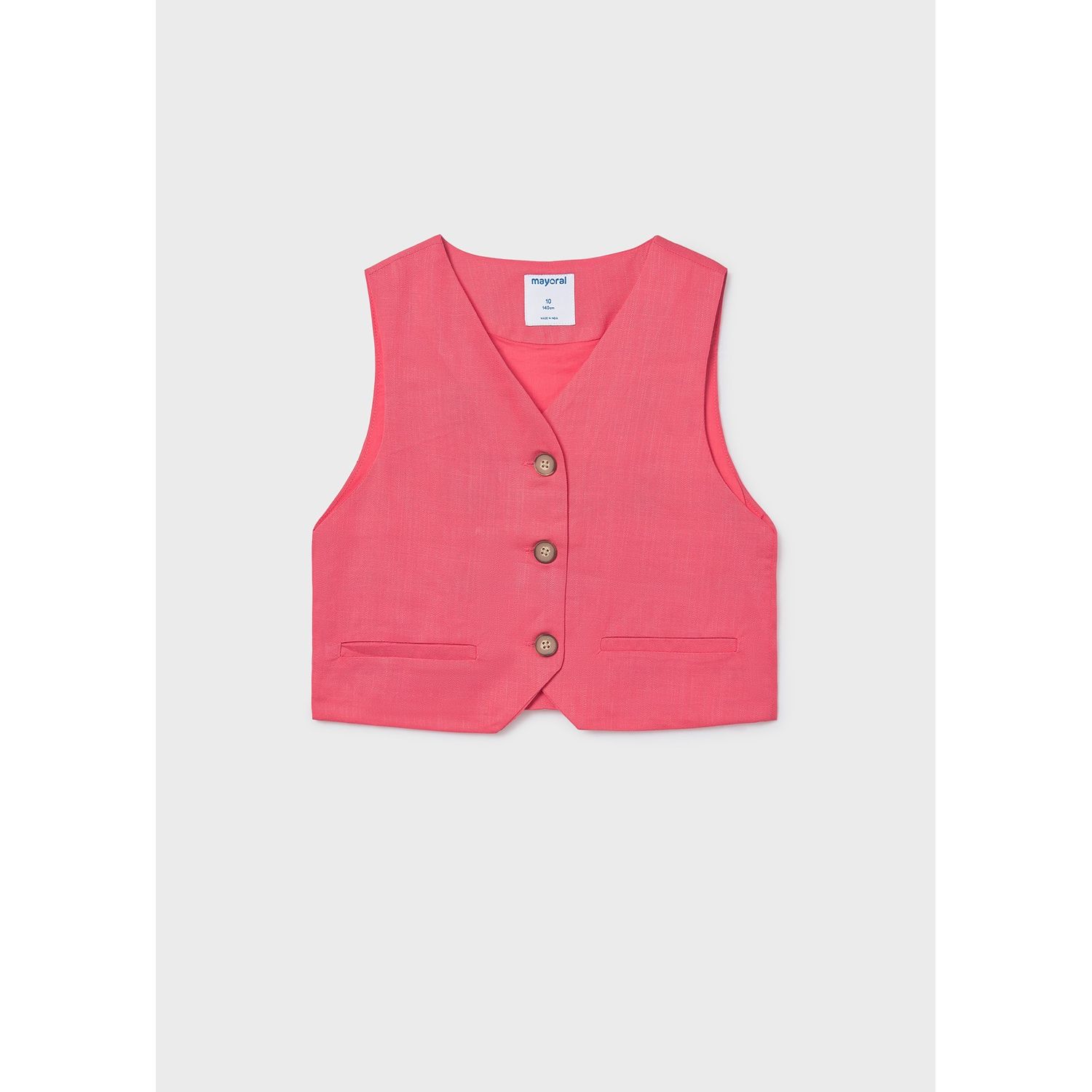 CORAL BUTTONED VEST LINEN LIKE / 6355-070