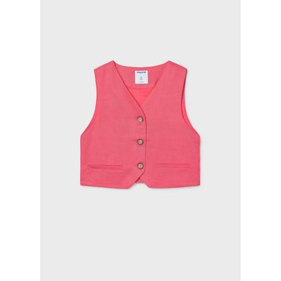 CORAL BUTTONED VEST LINEN LIKE / 6355-070