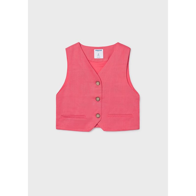 CORAL BUTTONED VEST LINEN LIKE / 6355-070