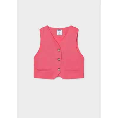 CORAL BUTTONED VEST LINEN LIKE / 6355-070