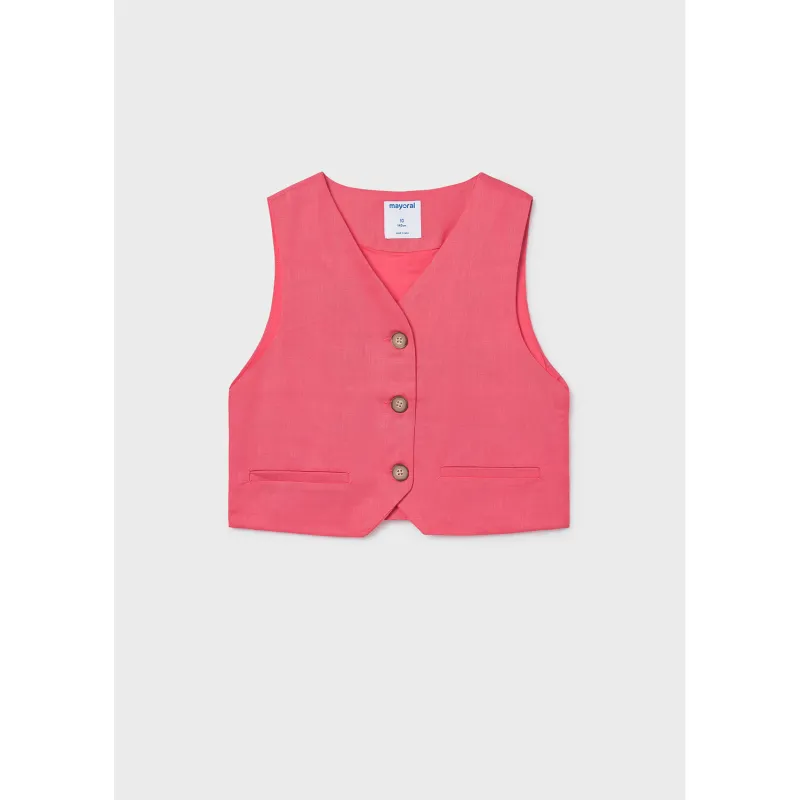 CORAL BUTTONED VEST LINEN LIKE / 6355-070