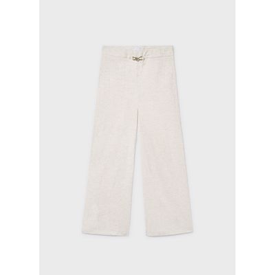 BEIGE LINEN LIKE LONG PANT WIDE LEG / 6547-001