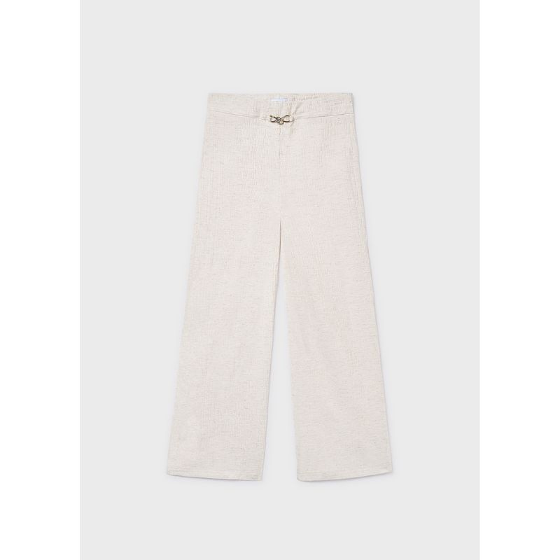 BEIGE LINEN LIKE LONG PANT WIDE LEG / 6547-001