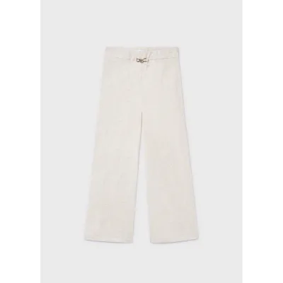 BEIGE LINEN LIKE LONG PANT WIDE LEG / 6547-001