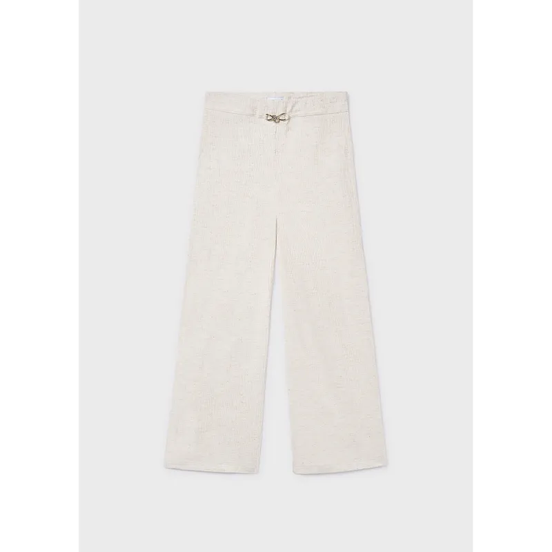 BEIGE LINEN LIKE LONG PANT WIDE LEG / 6547-001