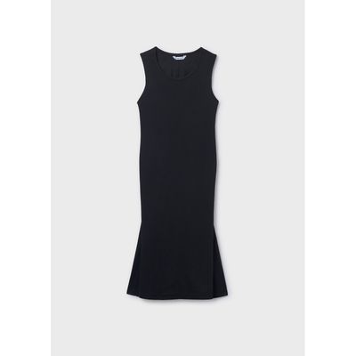 BLACK MIDI DRESS CUTOUT BACK / 6914-078