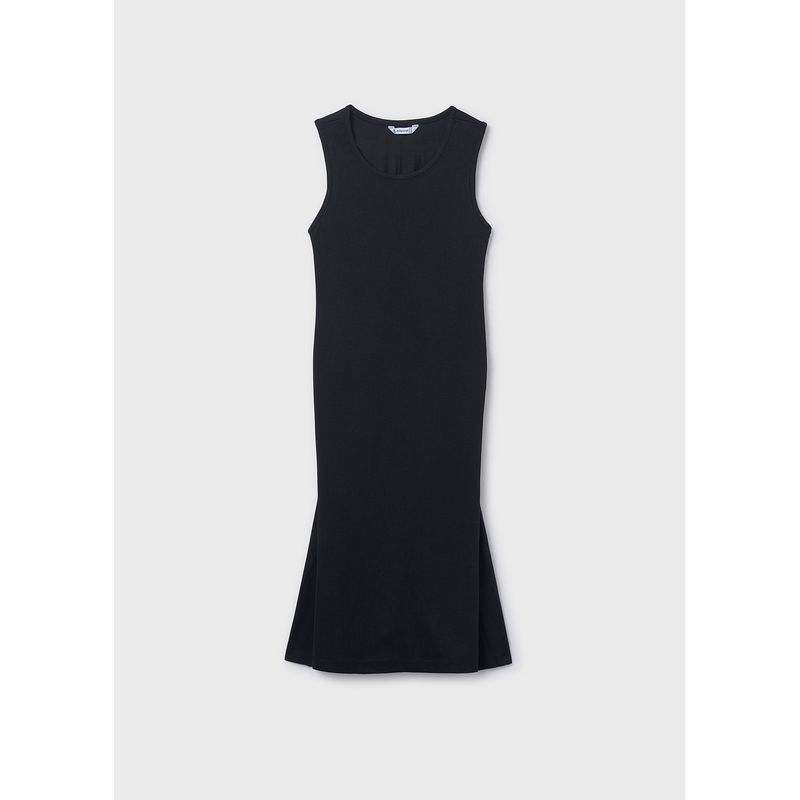BLACK MIDI DRESS CUTOUT BACK / 6914-078