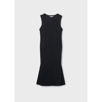BLACK MIDI DRESS CUTOUT BACK / 6914-078