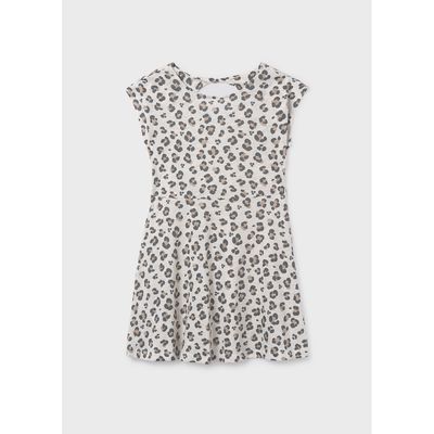 CREAM PAW PRINTED DRESS / 6912-072
