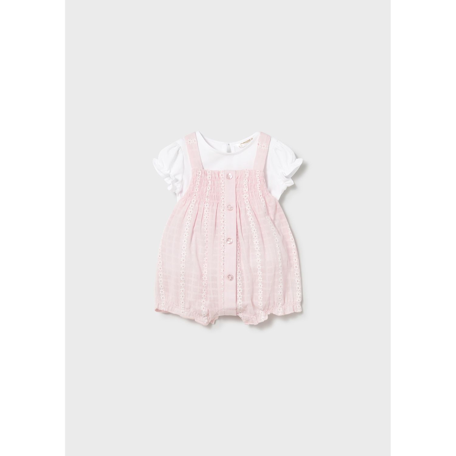 2PC ROSE ROMPER WHITE TSHIRT DAISY PRINT / 1638-042