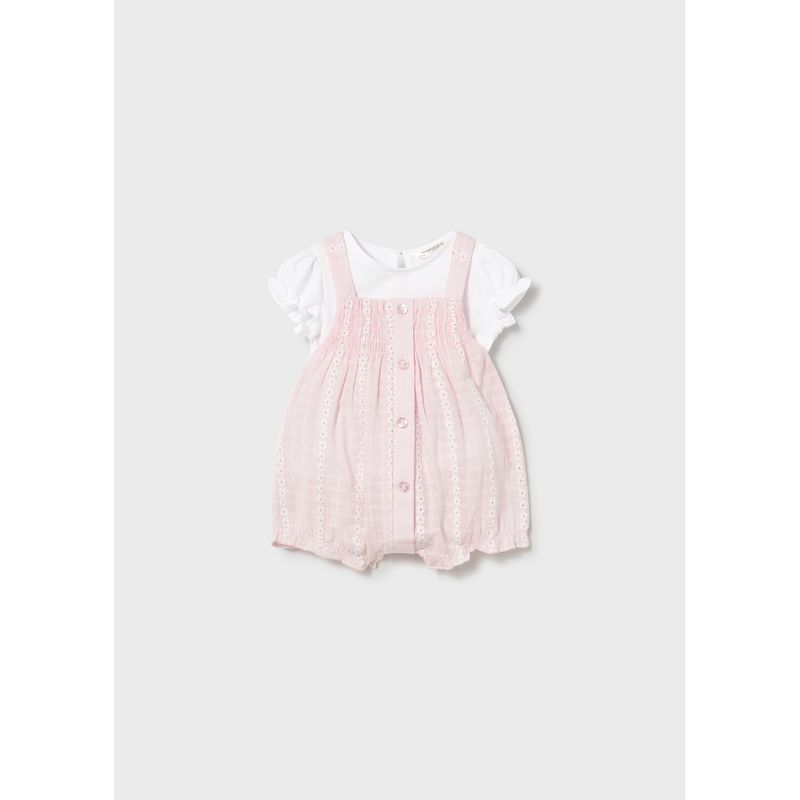 2PC ROSE ROMPER WHITE TSHIRT DAISY PRINT / 1638-042