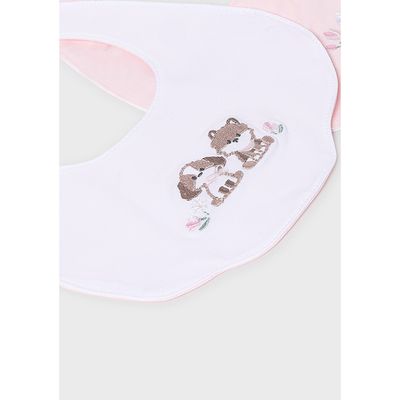 WHITE BIB PUPPY EMBROIDERY PINK BACK / 90747-044A