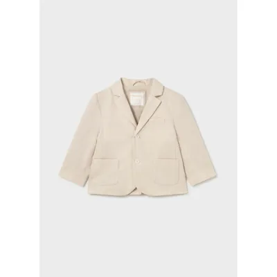 BEIGE LINEN JACKET 2 POCKETS 2 BUTTONS / 1404-027