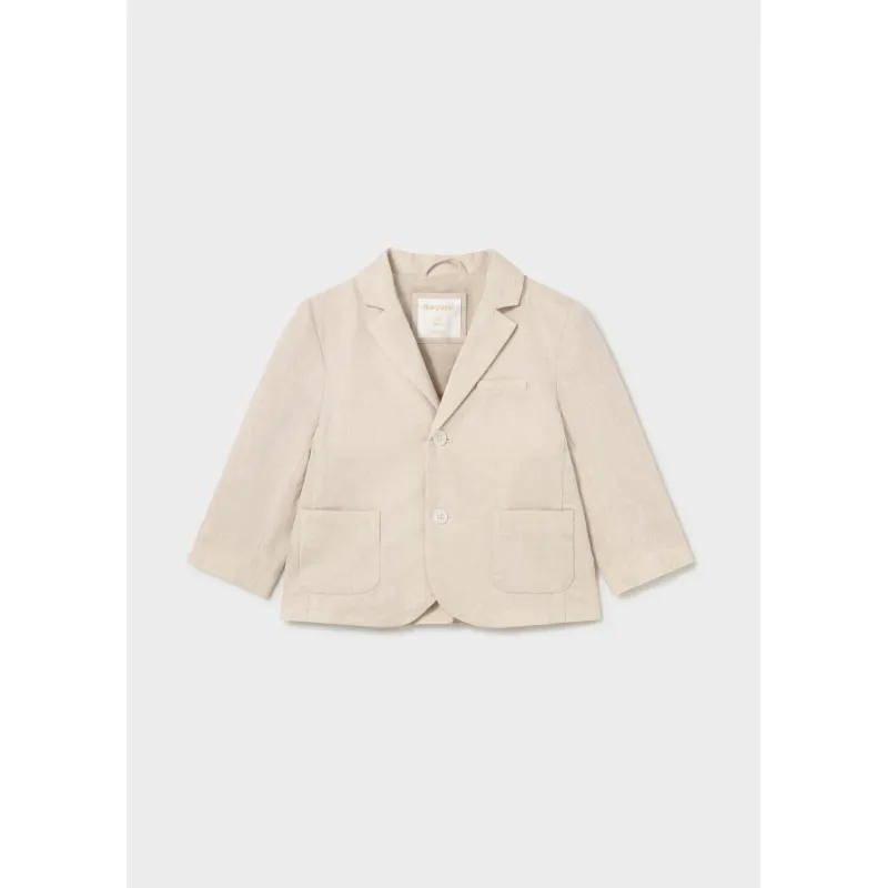 BEIGE LINEN JACKET 2 POCKETS 2 BUTTONS / 1404-027