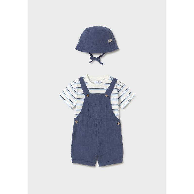 3PC NAVY SHORT/HAT/STRIPED TSHIRT / 1663-024