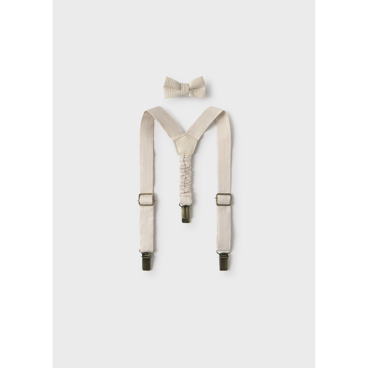 2PC BEIGE SUSPENDER & BOWTIE / 10161-076