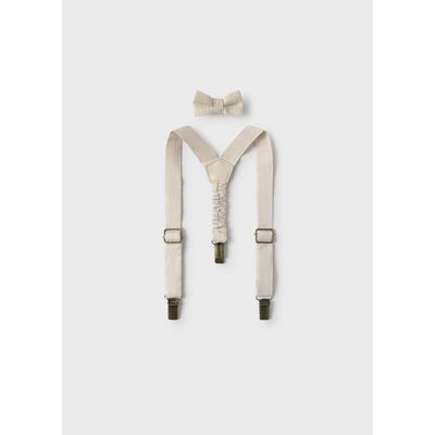2PC BEIGE SUSPENDER & BOWTIE / 10161-076
