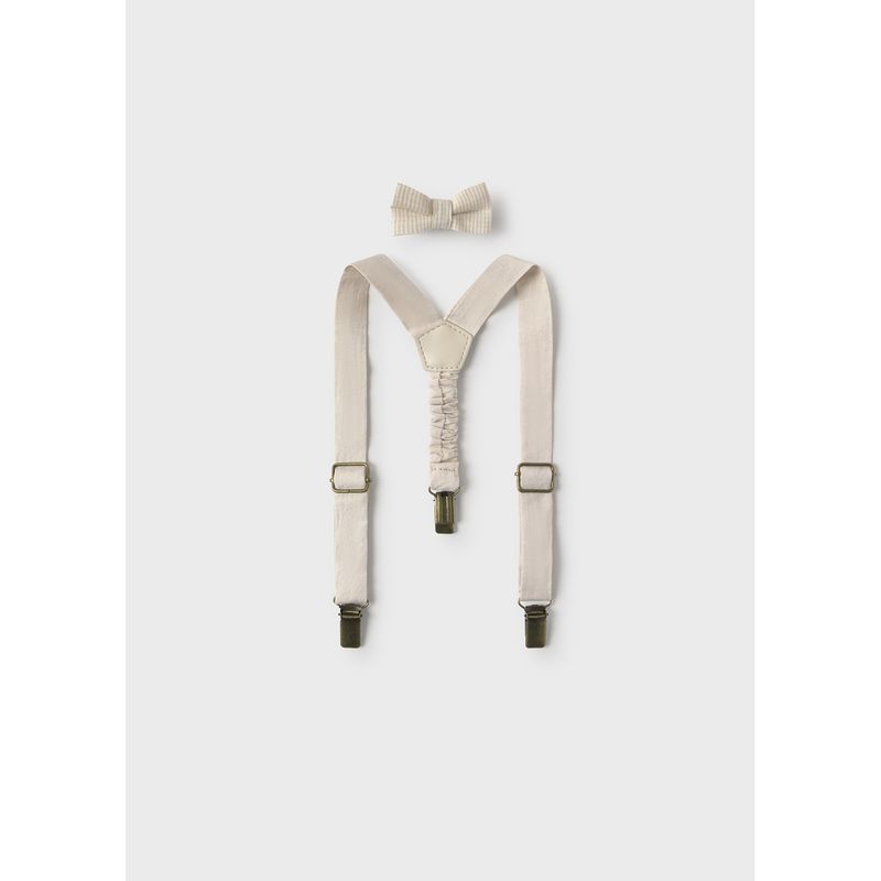 2PC BEIGE SUSPENDER & BOWTIE / 10161-076