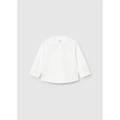 WHITE LINEN SHIRT MAO COLLAR LONG SLEEVE / 1116-035 WHITE LINEN SHIRT MAO COLLAR LONG SLEEVE / 1116-035
