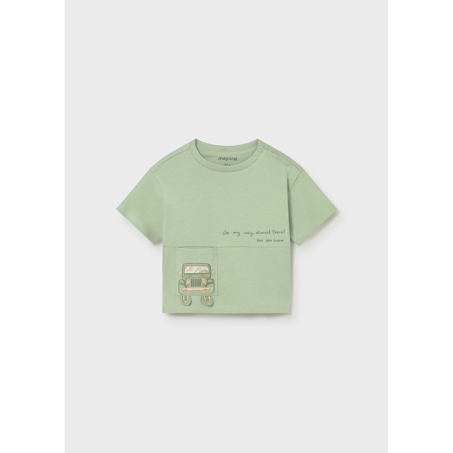 LIGHT GREEN TSHIRT CAR PRINT SHORT SLEEVE / 1005-015