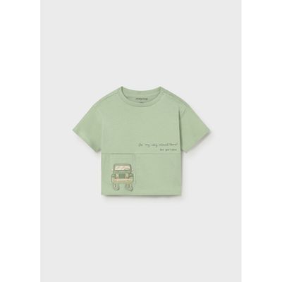 LIGHT GREEN TSHIRT CAR PRINT SHORT SLEEVE / 1005-015