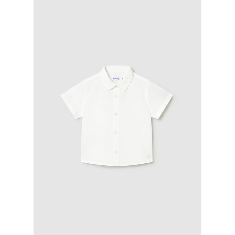 WHITE LINEN SHIRT SHORT SLEEVE / 1112-049