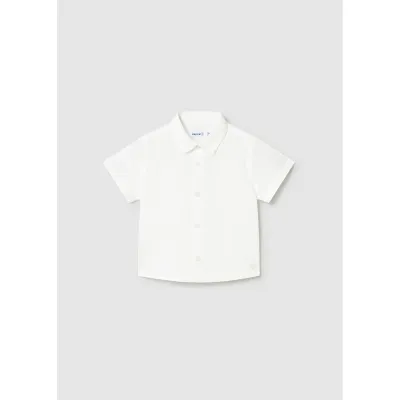 WHITE LINEN SHIRT SHORT SLEEVE / 1112-049