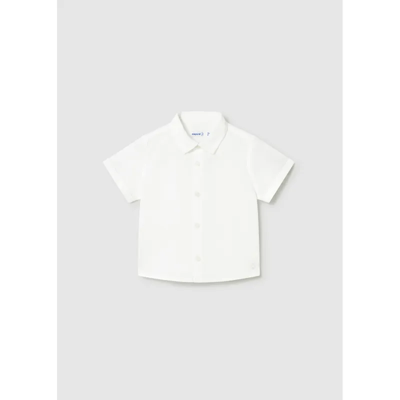 WHITE LINEN SHIRT SHORT SLEEVE / 1112-049