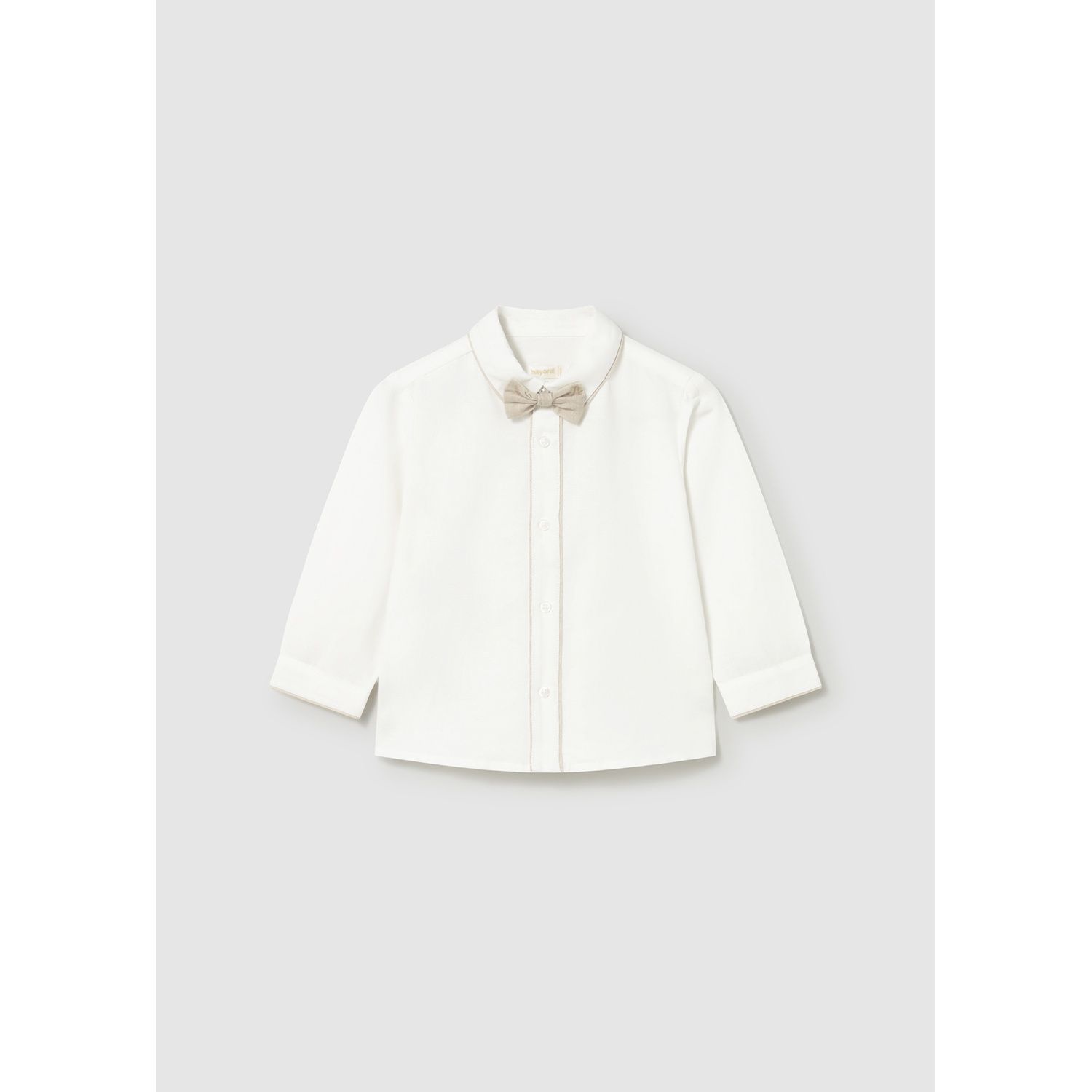 CREAM SHIRT BEIGE BOWTIE LONG SLEEVE / 1115-072