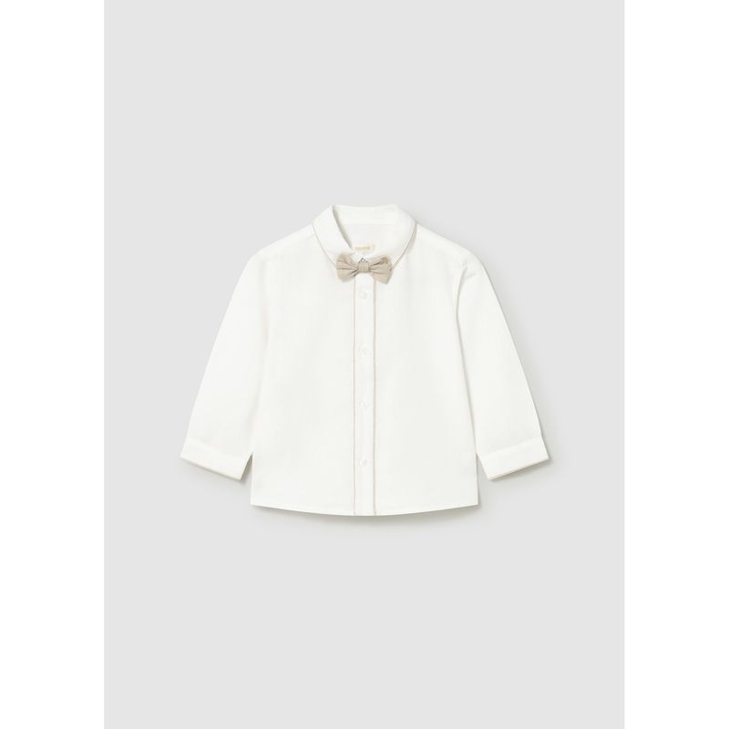 CREAM SHIRT BEIGE BOWTIE LONG SLEEVE / 1115-072