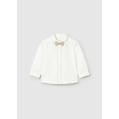 CREAM SHIRT BEIGE BOWTIE LONG SLEEVE / 1115-072