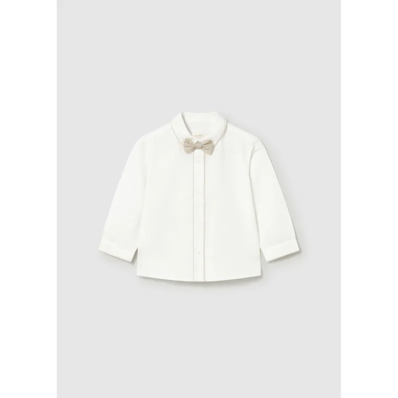 CREAM SHIRT BEIGE BOWTIE LONG SLEEVE / 1115-072