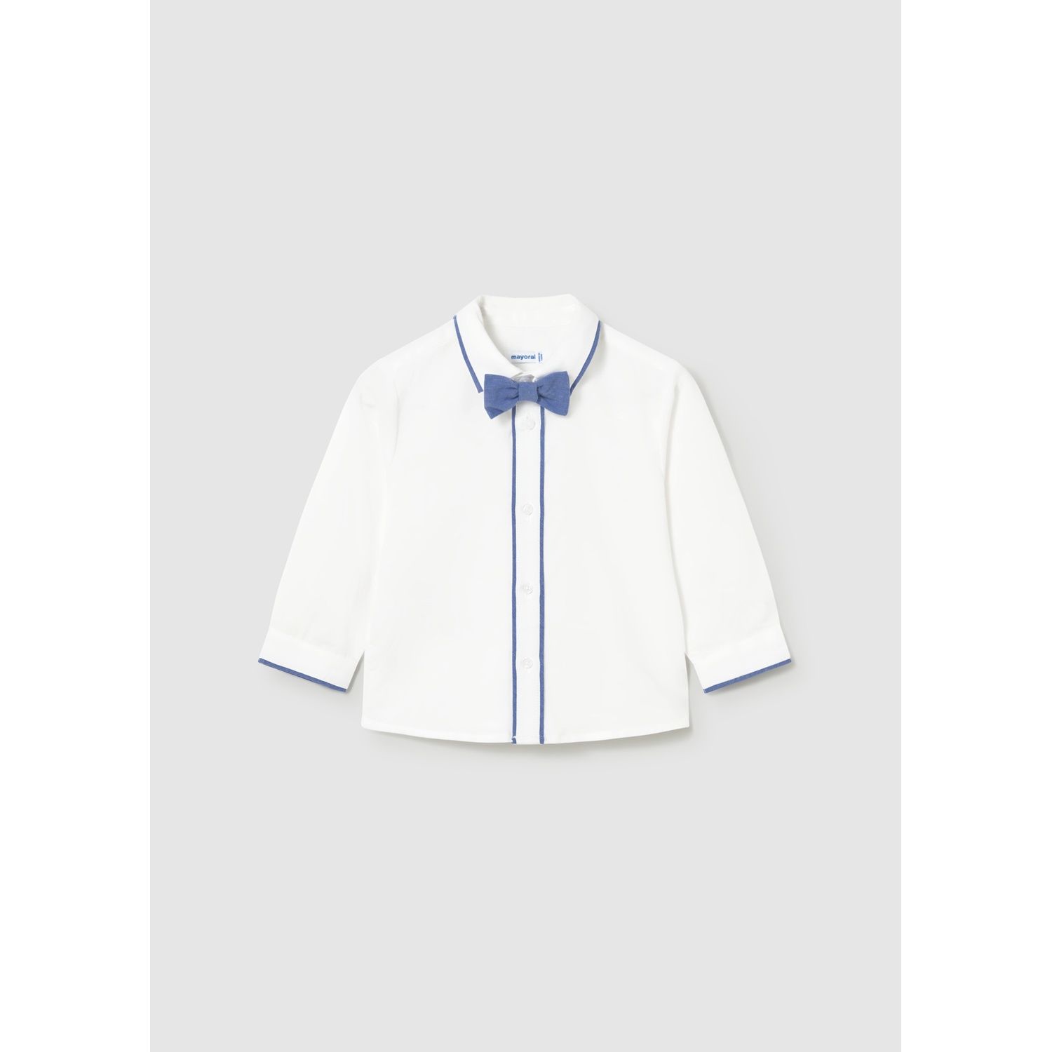WHITE SHIRT BLUE BOWTIE LONG SLEEVE / 1115-073