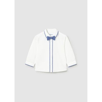 WHITE SHIRT BLUE BOWTIE LONG SLEEVE / 1115-073