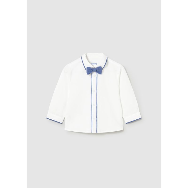 WHITE SHIRT BLUE BOWTIE LONG SLEEVE / 1115-073
