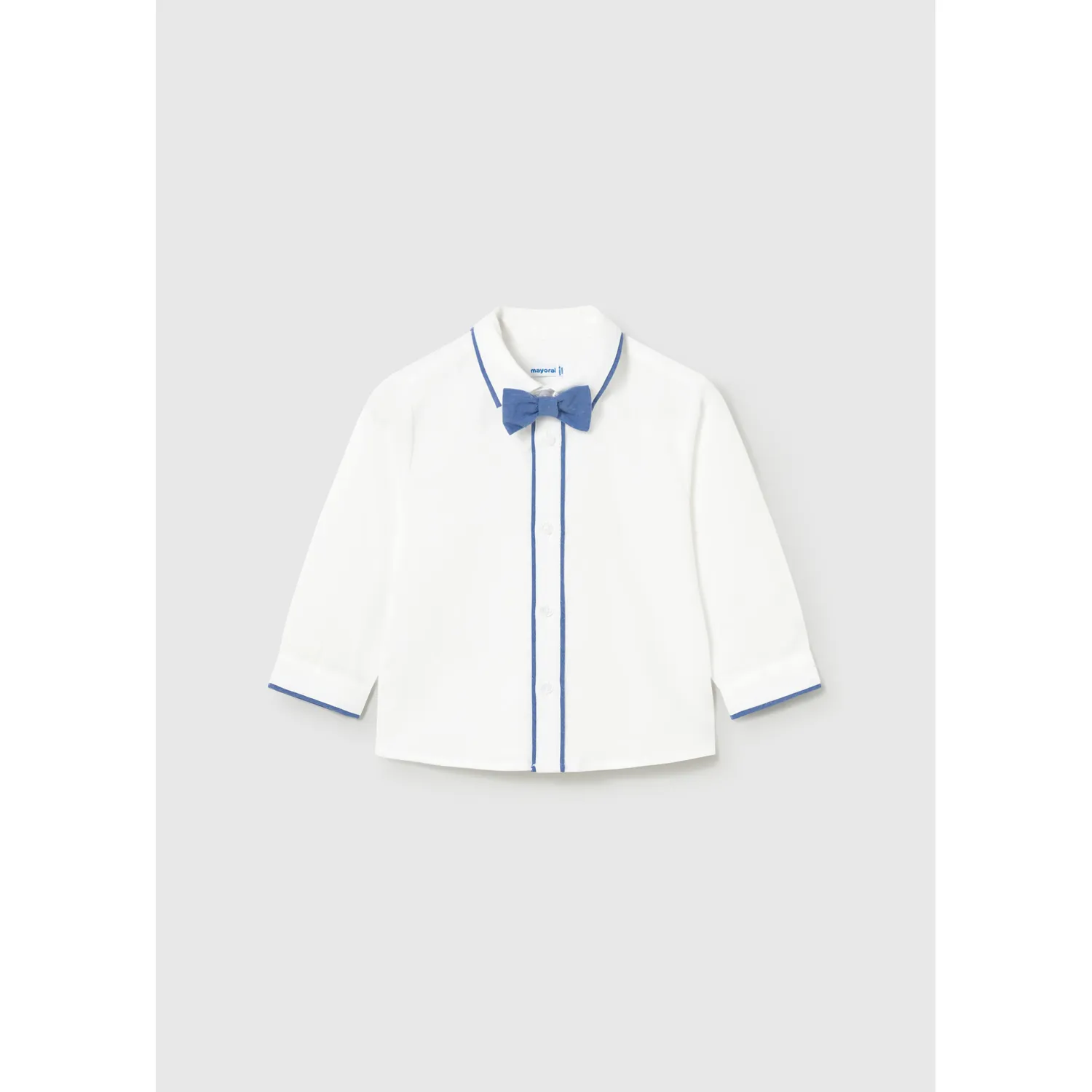 WHITE SHIRT BLUE BOWTIE LONG SLEEVE / 1115-073
