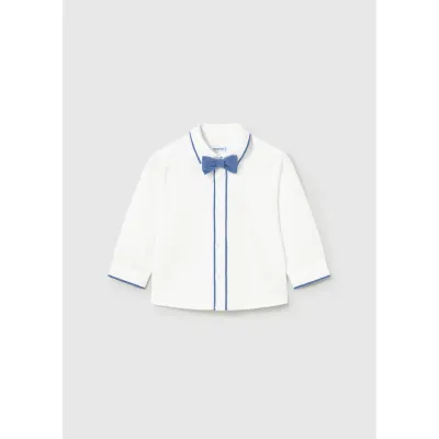 WHITE SHIRT BLUE BOWTIE LONG SLEEVE / 1115-073