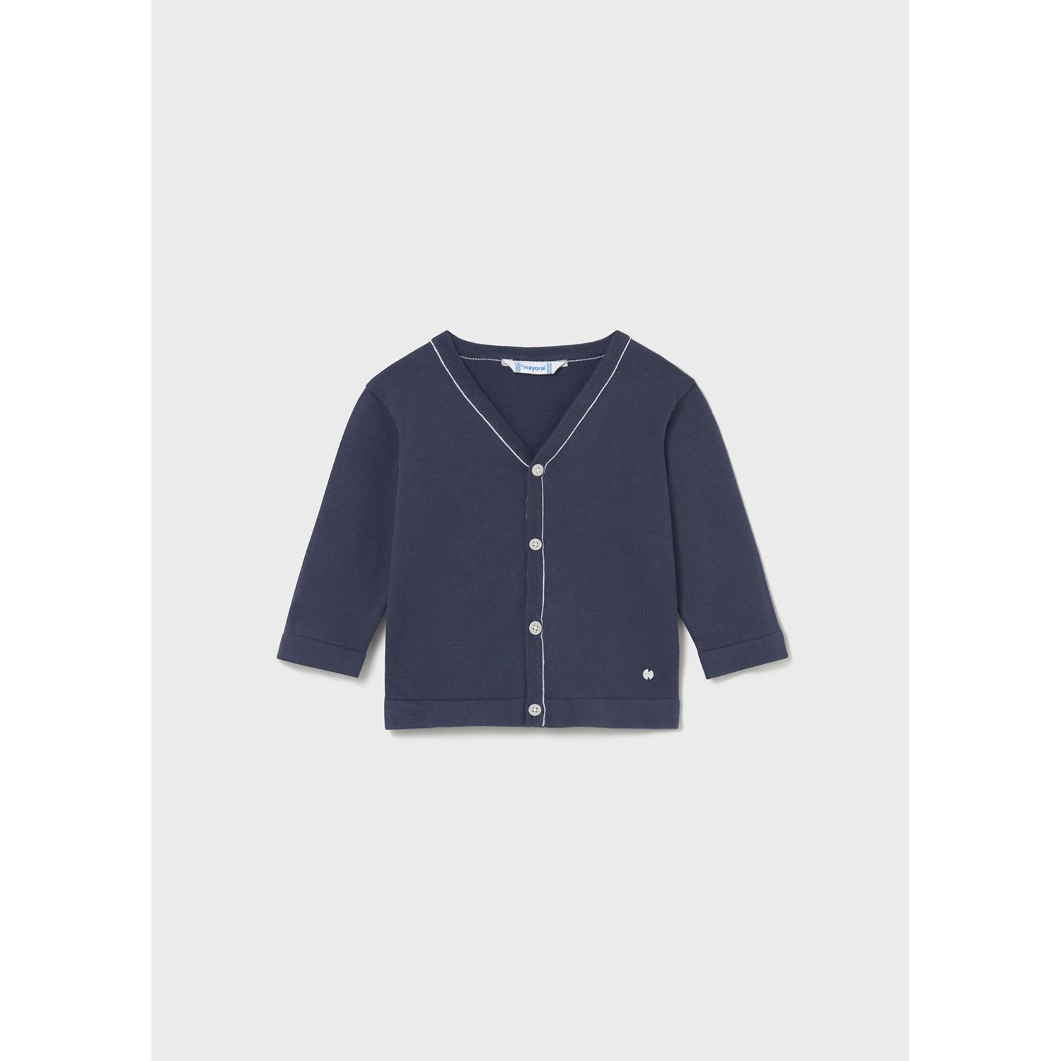 OCEON BLUE KNIT CARDIGAN V NECK WHT TRIM / 1310-076
