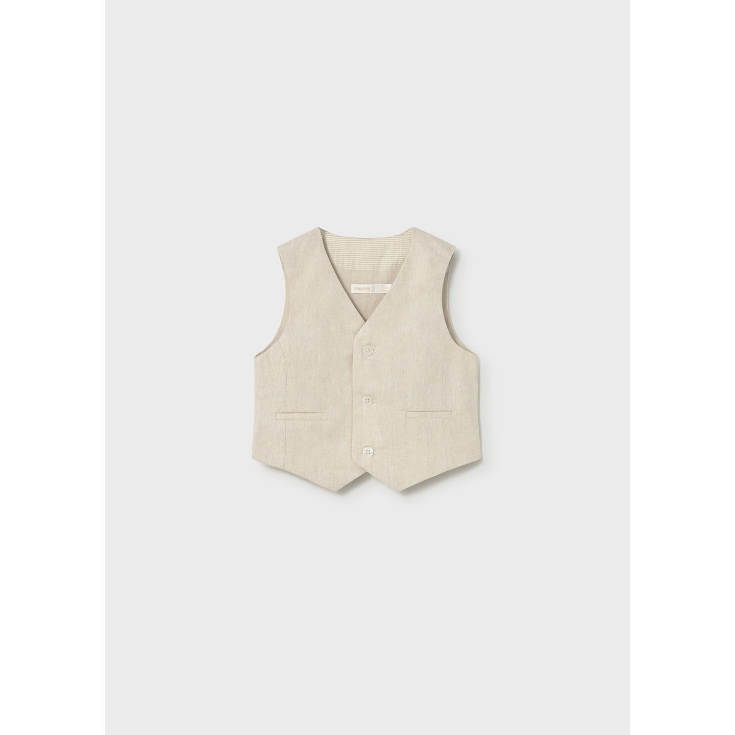 BEIGE VEST 3 BUTTONS IMIATION POCKET / 1312-014