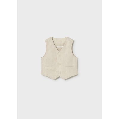 BEIGE VEST 3 BUTTONS IMIATION POCKET / 1312-014