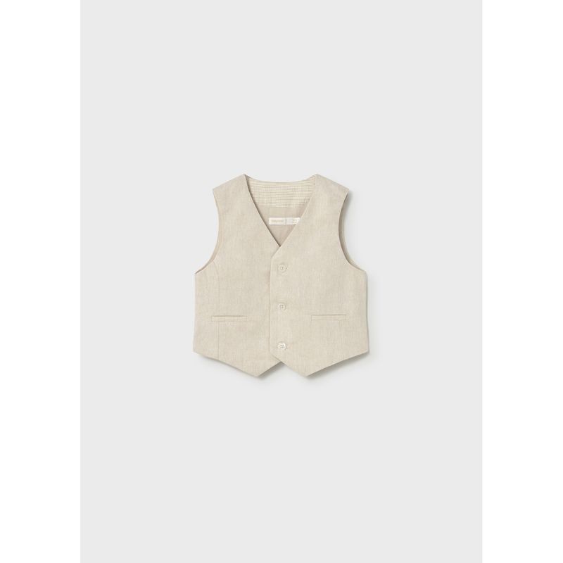 BEIGE VEST 3 BUTTONS IMIATION POCKET / 1312-014