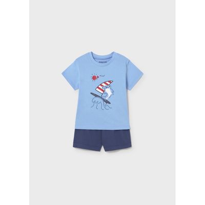 BLUE & NAVY 2PC SHORT SET KNIT SAILBOAT PRNT / 1671-050