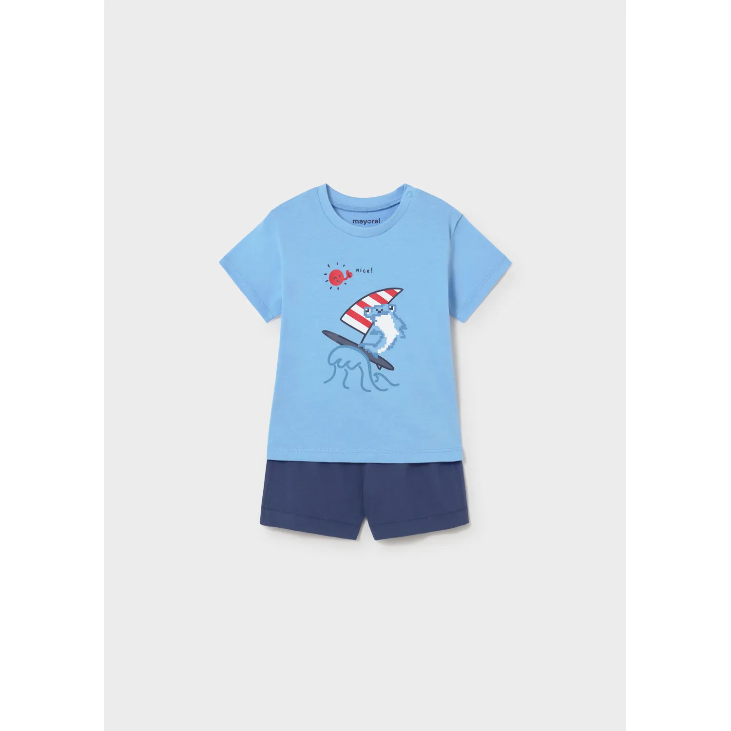 BLUE & NAVY 2PC SHORT SET KNIT SAILBOAT PRNT / 1671-050
